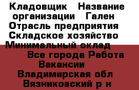 Кладовщик › Название организации ­ Гален › Отрасль предприятия ­ Складское хозяйство › Минимальный оклад ­ 20 000 - Все города Работа » Вакансии   . Владимирская обл.,Вязниковский р-н